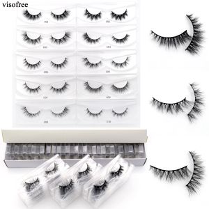 Visofree 30/60/100 paires de cils de vison sans boîte cils de vison 3D courts faux cils de vison naturel en vrac cils de maquillage sans cruauté