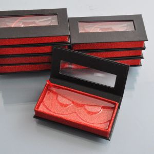 Cils En Gros Emballage De Faux Cils Boîte Rouge Noire Boîtes À Cils Personnaliser Les Cils De Vison Stockage De Paquet Étuis De Maquillage Magnétiques Fournitures