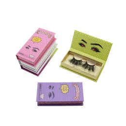 Cils Boîtes à cils Lashwood jaunes Emballage de boîte à cils personnalisé avec logo 100% fait à la main vendeur de cils de cheveux de vison réel rose LASHWOODS