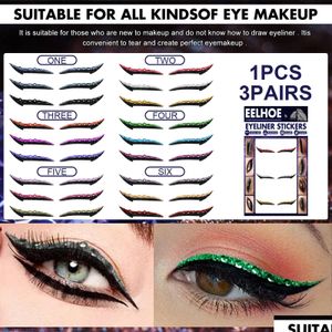 Outils de paupière 3 paires / ensemble imperméable à l'eau ligne bâton réutilisable diamant paillettes eyeliner autocollant double maquillage des yeux cosmétiques auto-adhésifs Dr Dhjsk