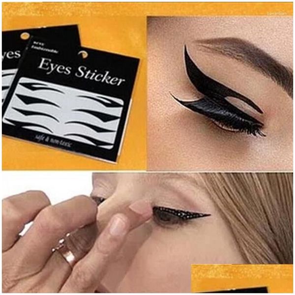 Outils de paupières en gros de 4 paires Eyes autocollants Style Cat Eyeliner Y Temporaire Double Riche à paupières Smoky Tattoo Eye Makeup Drop Livraison OT6HD