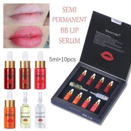 Delineador de ojos, 10 Uds., Kit de iniciación de suero de ampolla de labios Bb, brillo de labios, pigmento de crema Bb para coloración de labios, tratamiento hidratante de 5ml