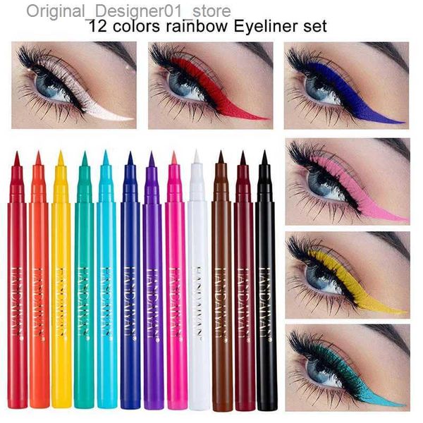 Eyeliner 12 couleurs Eyeliner crayon liquide imperméable facile à porter maquillage mat Eye Liner bleu rouge vert blanc or marron Eyliner coloré Q240119