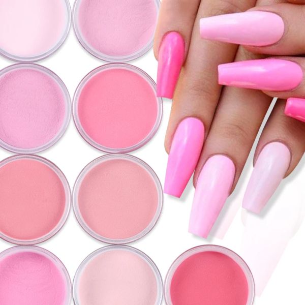 Delineador de ojos 9 pcs 15 g de diferentes tonos de color acrílico de uñas rosa tibia juego de polvo acrílico para amortizadores de uñas tallado a granel suministros de uñas de pigmento fino