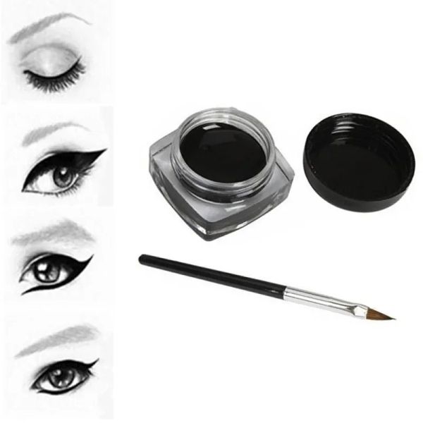 Eyeliner Brand Black Color Gel Eyeliner With Brush Facile to Wear Makeup Longlast Imperproping Eye Douner Make Up Beauty Women Cosmetics