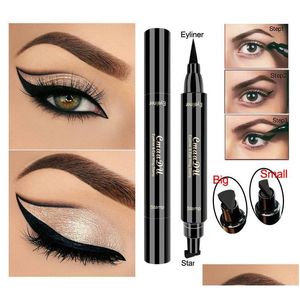 Eyeliner cmaadu vloeibare potlood waterdichte zwarte dubbele hoofdstempelingen eye liner maquiaGem make -up tool drop levering gezondheid schoonheids ogen dhyjm