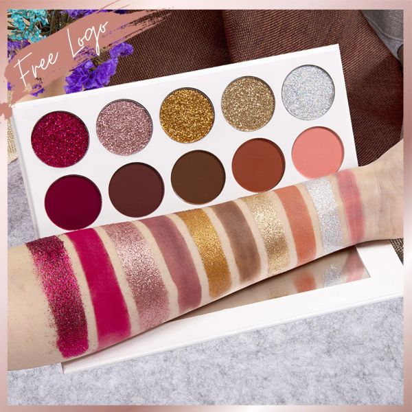 Delineador de ojos personalizado 10 colores sombra de ojos brillo conjunto ojos cosméticos brillo diamante metálico pigmentado profesional al por mayor a granel