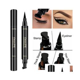 Delineador de ojos Doble cabeza Sello Ala Pluma Negro Líquido Delineador de ojos Plumas Impermeable Natural Fácil de usar Cmaadu Maquillaje Lápices Drop Entrega He Dhpcr