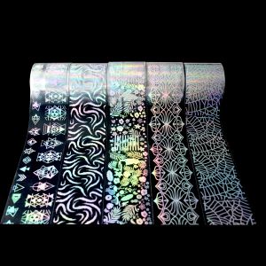 Eyeliner Stickers de nail art français 3D 3D HOLOTHAPHIQUE Ligue ondulée Fruit Fleur Foil de transfale décalage laser Gradient pour les décorations de manucure de bricolage