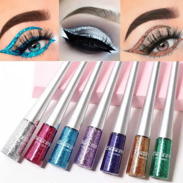 Deliner de ojos Glitter Highlighter Sombra de ojos Liquid Sombra de ojos Durable Pearl Impermeable Líquido Líquido de alto brillo de luminos