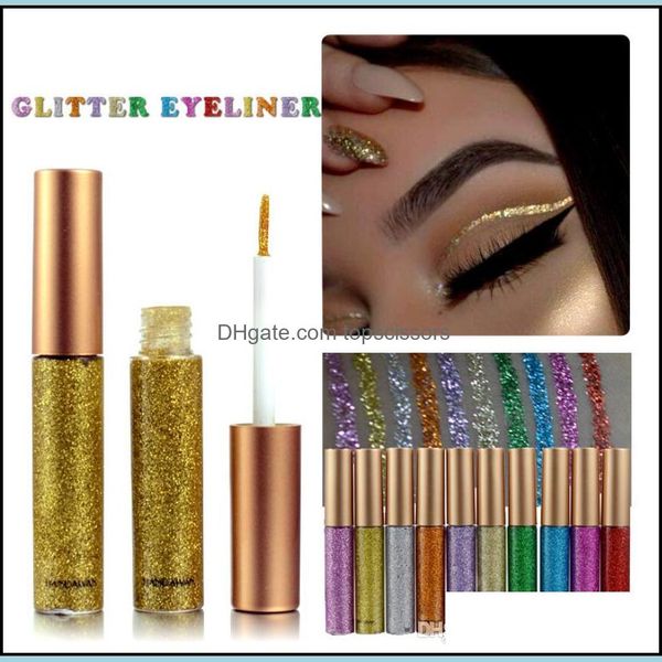 Eyeliner Glitter Liquide Eyeliner Portable Brillant Maquillage Eye Liner Crayon Longue Durée À Séchage Rapide Beauté Cosmétique Brillant Drop Delivery Dhvwd