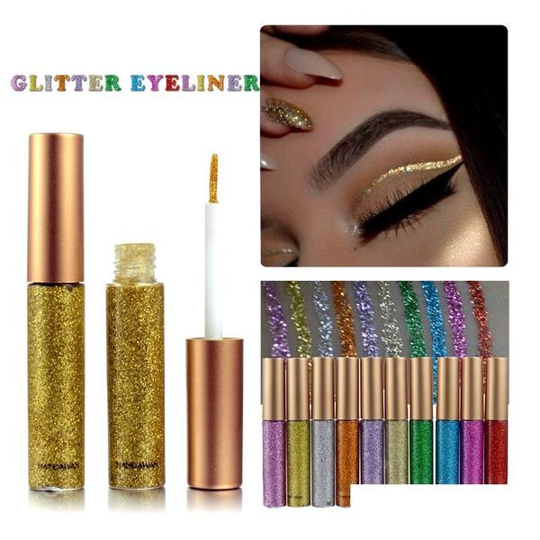 Eyeliner Handaiyan 10 Coloré Liquide Glitter Liner Colorf Paillettes Brillant Facile À Porter Longue Dernière Maquillage Eyeiners Livraison Directe Santé Be Dhidl