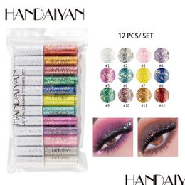 Eyeliner Handaiyan Couleur Liquide Glitte Maquillage 12 Emballage Facile À Porter Cristal Diamant Maquillage Eyeliners Drop Livraison Santé Be Dhvre