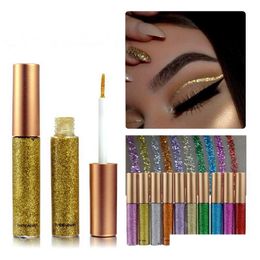 Eyeliner handaiyan glitter waterdichte mticolor gekleurde eyeliners Lang laatste glinsterende pailletten glanzende burst make -up eye liner druppel leveren dhozk