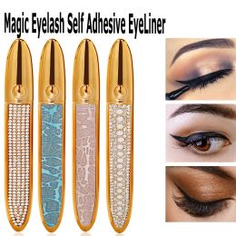 Delineador de ojos Magic Eyelash auto adhesivo delineador de ojos negros lápiz de diamante de diamante sin pegamento sin pegamento para los ojos impermeables