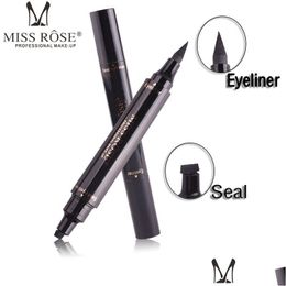 Eyeliner Miss Rose Winged Eyeliner Stamp Stylo Eye-Liner Liquide À Double Extrémité Imperméable Anti-taches Eyeliner Longue Durée Crayon Vamp Dr Dhcld