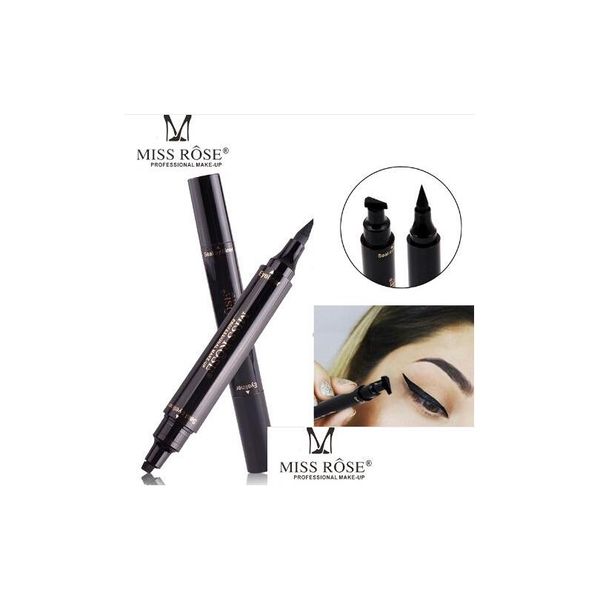 Eyeliner New Miss Rose Liquid Maquillage Crayon Imperpose des tampons de maquillage à double extrémité noir