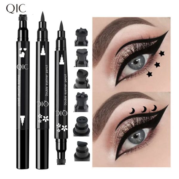 Eyeliner Qic Black Seal Eyeliner Star Star + Moon Stamp Longlasting Eye Douleur Crayon Makeup Cosmetics Eyeliner imperméable Smiley