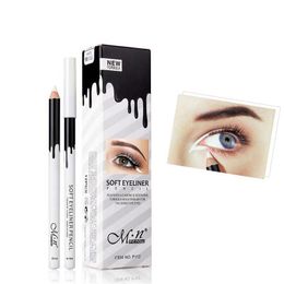 Eyeliner doux 12pcs crayon eye-liner blanc ver à soie éclaircissant surbrillance imperméable eye-liner menow maquillage de ligne de flottaison doux pour sensible dhcxp