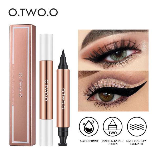 Delineador de ojos líquido negro, lápiz delineador de ojos resistente al agua, secado rápido, delineador de ojos de doble punta, maquillaje para mujeres, cosméticos 240106