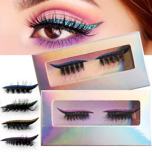 Eyeliner sticker en wimper met glitter make -up mode herbruikbare wimpers extensie glanzende eyeliner luie vorming sets