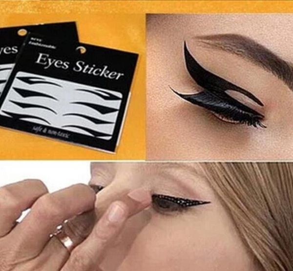 Delineador de ojos adhesivo herramienta de maquillaje pegatina para ojos estilo gato Sexy temporal doble sombra de ojos cinta para párpados negro delineador de ojos Tape6896862