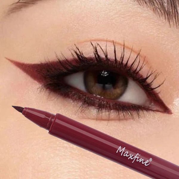 Eyeliner Eye-lin étanche mate Red Liquide Eyeliner crayon ultramin Longueur rapide de la palet d'oeil noir et à la fois