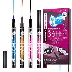 Eyeliner yanqina waterdichte kleurpotloden fijne potlood kop 36h langdurige natuurlijke niet -smudge ogen make -up druppel levering gezondheid schoonheid dhszm