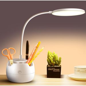 Lámpara de mesa Led con protección para los ojos, puerto de carga USB brillante, control táctil, punto de escritorio, cama, luz ajustable Style204r