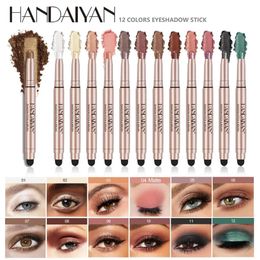 Fard à paupières bâton maquillage 12 couleurs imperméable longue durée paillettes miroitant mat ombre à paupières stylo HANDAIYAN 240305