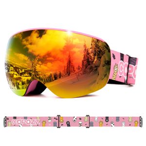 Lunettes Copozz Professional Children Ski Goggles antifog sans cadre de ski sans cadre d'équipement de sport à vent de vent de ski d'hiver pour enfants