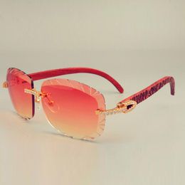 monturas de gafas 8300715 gafas de sol con patillas de madera tallada y lentes cortados 58-18-135 mm