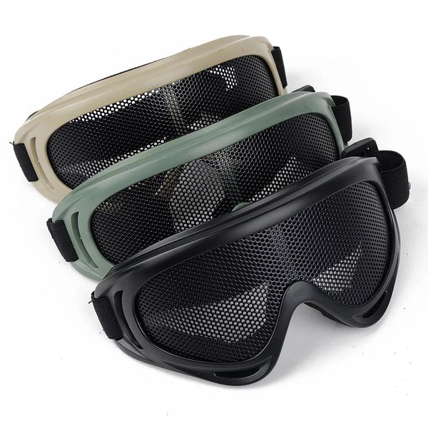 Lunettes de chasse Airsoft, Protection tactique des yeux, maille métallique, sténopé, lunettes