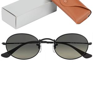 Gafas de lujo Retro Pequeñas gafas de sol redondas ovaladas Hombres Mujeres Lentes de vidrio reales para hombres Gafas de sol femeninas con caja de cuero Gafas De Sol