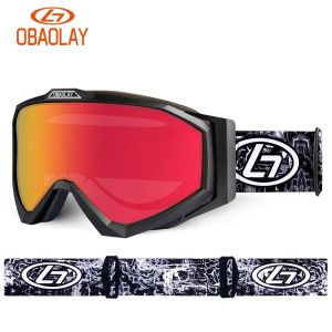 Péorches ObaoLay Ski Mask Anti Fog UV400 Snow Ski Goggles Logo personnalisé Tpu Femme Femmes Snowboard Goggles Protecteurs Ski Eyewear