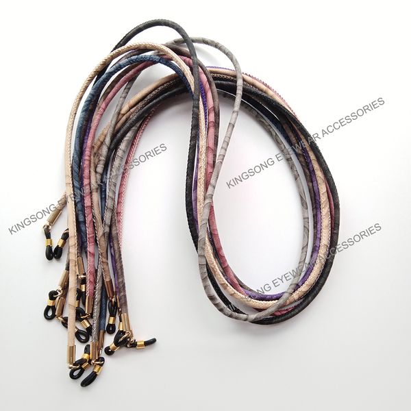 Cordon de couture rond en cuir PU pour lunettes, cordon de retenue de lunettes, chaîne serpent disponible en 8 couleurs