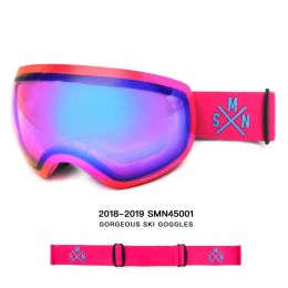 Gafas de nieve con espejo Smnlarge Smnlarge para hombres y mujeres, gafas de esquí de doble antiniebo genuino, gafas de snowboard esféricas