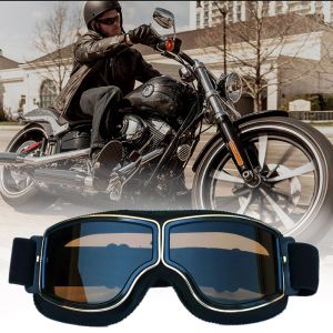 Gafas a prueba de viento para motocicleta, gafas de seguridad de cuero plegables antideslumbrantes, gafas para casco, gafas Vintage para Motocross y campo traviesa