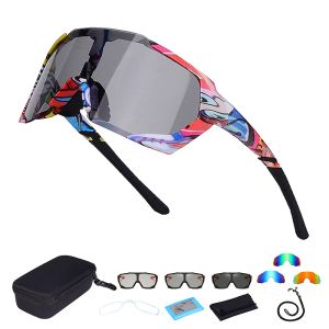 Gafas 2 lentes polarizadas fotocromáticas para bicicleta, gafas de ciclismo, gafas de sol deportivas, gafas de gran tamaño para hombres y mujeres con estuche, montura para miopía