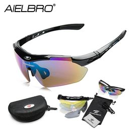 Lunettes AIELBRO 5 lentilles lunettes de cyclisme vélo lunettes de sport tactique hommes lunettes de tir Airsoft pour Camping randonnée lunettes