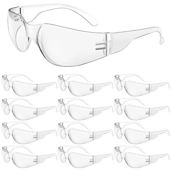 Gafas de gafas de seguridad claras gafas protectores para hombres protección ocular resistente al impacto para el impacto para el trabajo, laboratorio (10pcs)