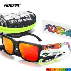 Lunettes de soleil polarisées Ken Block Lunettes de soleil à monture carrée 31 couleurs Lentille miroir Lunettes de sport en plein air cyclisme UV400 KDEAM