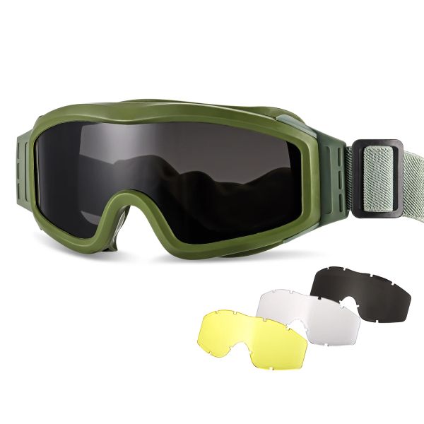 Lunettes de chasse militaire Lunes tactiques réglables avec un coup de feu à vent de moto Motorcycle Mountalènes Protection de sécurité 3 lentille