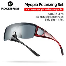 Lunettes ROCKBROS lunettes de cyclisme hommes femmes Sports de plein air Ride lunettes polarisées AntiUV 400 coupe-vent lentille rabattable lunettes de vélo