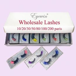 Eyewin 1020305080100200 paires de cils de couleur en gros 3D vison faux cils multicolore faux cils pour le maquillage de fête 240229