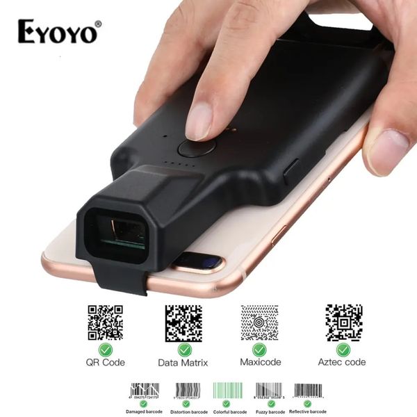 Eyoyo 2D teléfono Clip trasero Bluetooth escáner de código de barras lector portátil código de matriz de datos 1D QR sistema Android IOS 240229