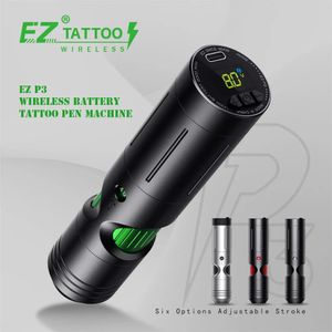 EZ P3 Draadloze Batterij Tattoo Machine Pen Verstelbare Slag Permanente Make-up voor Cartridge Naalden 240123