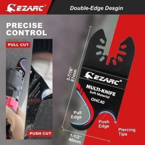 Ezarc Oscillant Multi Tool Hook Couteau Blade, 3 PCS Multitool Saw Blades pour couper les bardeaux de toiture de matériaux doux, tapis en PVC