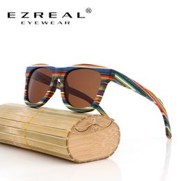 EZREAL, gafas de sol originales de madera de bambú para hombres y mujeres, gafas de sol con espejo UV400, gafas de sol de madera Real, gafas de sol para hombre
