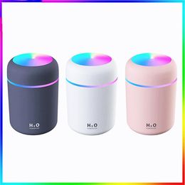 Humidificador EZSOZOD portátil 300ml humidificador de aire eléctrico difusor de aceite aromático rociador de niebla fría USB con luz nocturna colorida para H291S